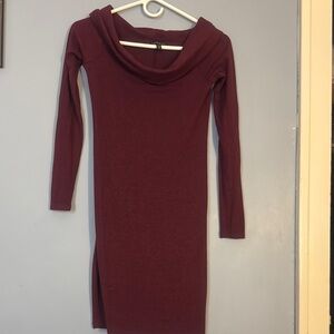 Elegant Burgundy Long Sleeve Dress
